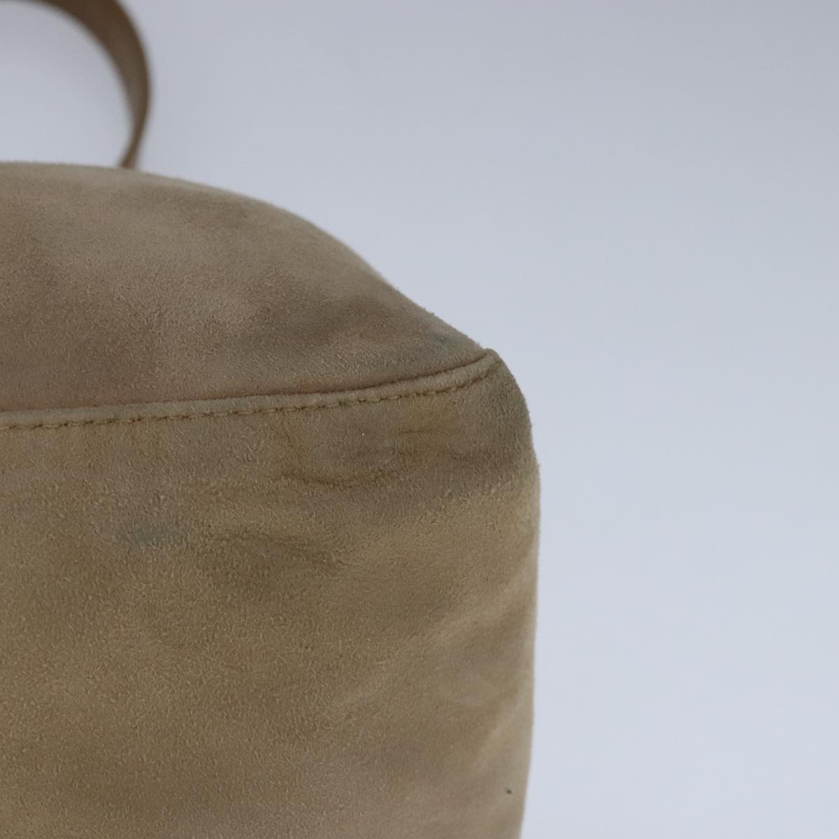 FENDI Mamma Baguette Shoulder Bag Suede Beige Gold 101458
