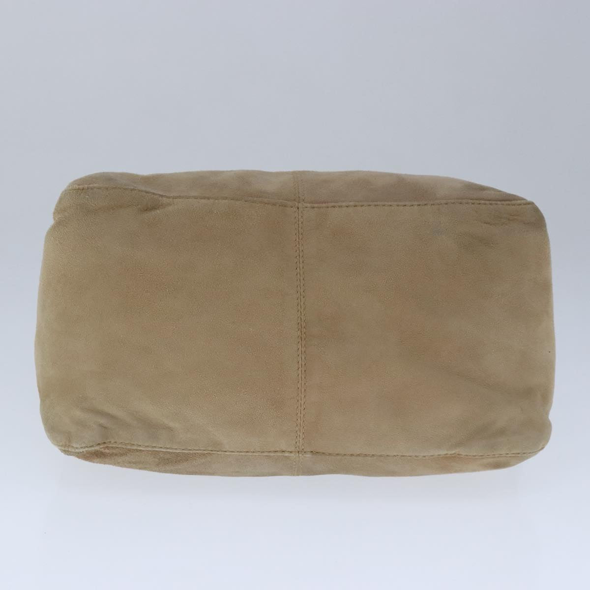 FENDI Mamma Baguette Shoulder Bag Suede Beige Gold 101458