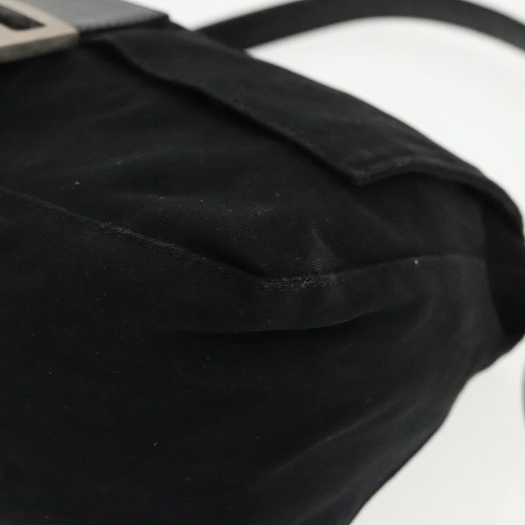 FENDI Mamma Baguette Shoulder Bag Nylon Black Silver 101489