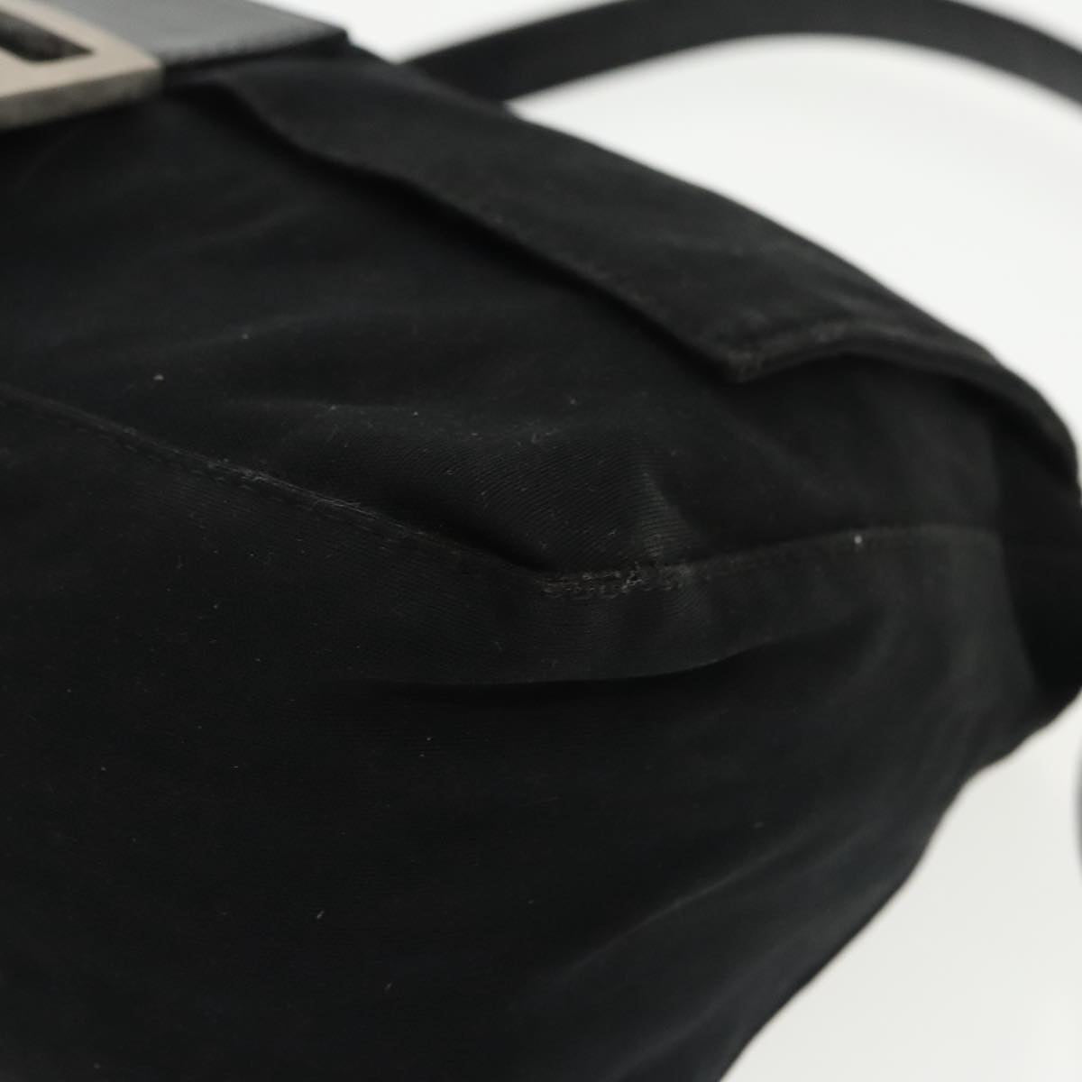 FENDI Mamma Baguette Shoulder Bag Nylon Black Silver 101489