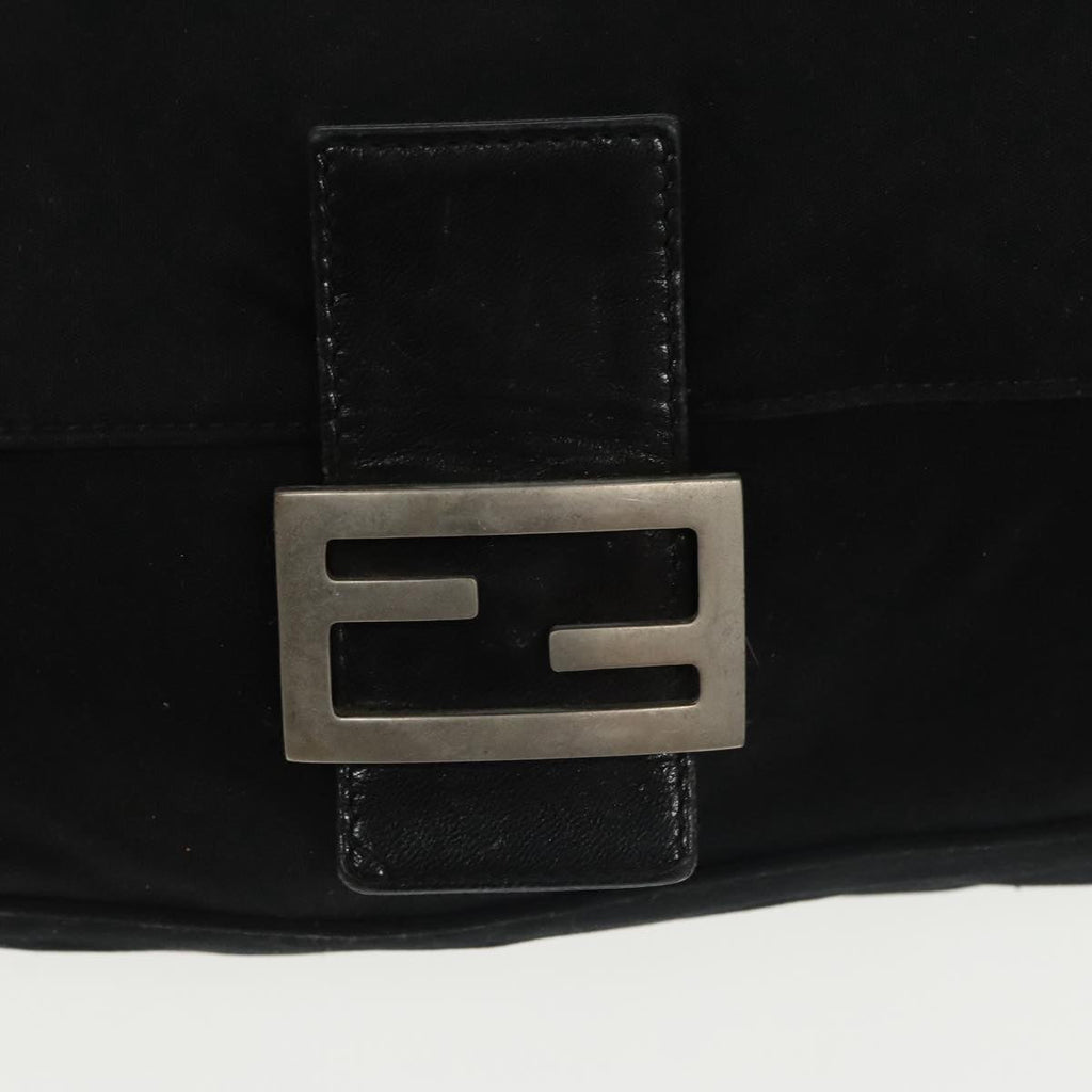 FENDI Mamma Baguette Shoulder Bag Nylon Black Silver 101489