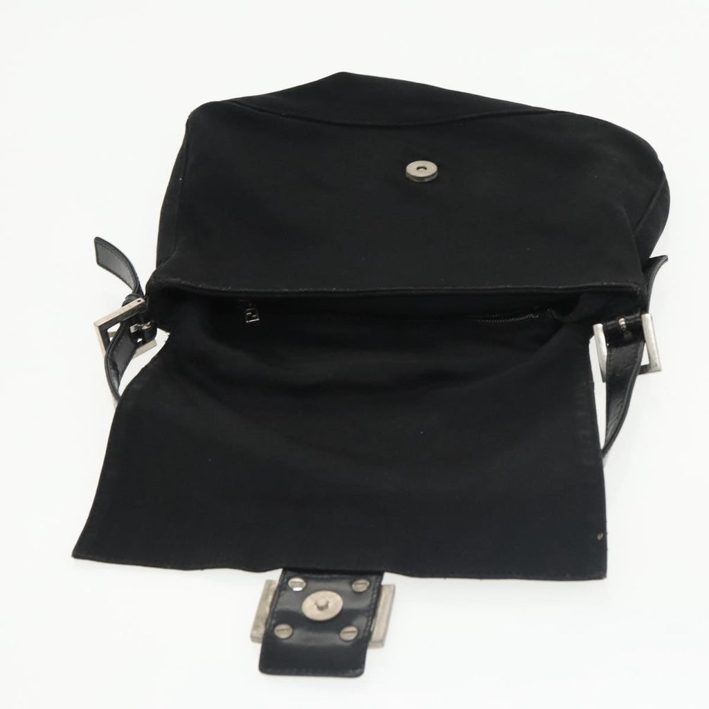 FENDI Mamma Baguette Shoulder Bag Nylon Black Silver 101489