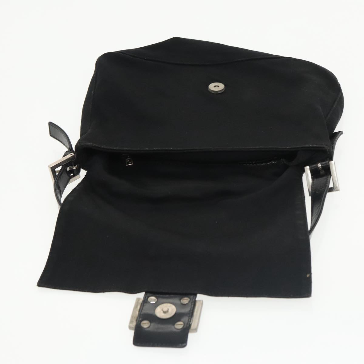 FENDI Mamma Baguette Shoulder Bag Nylon Black Silver 101489