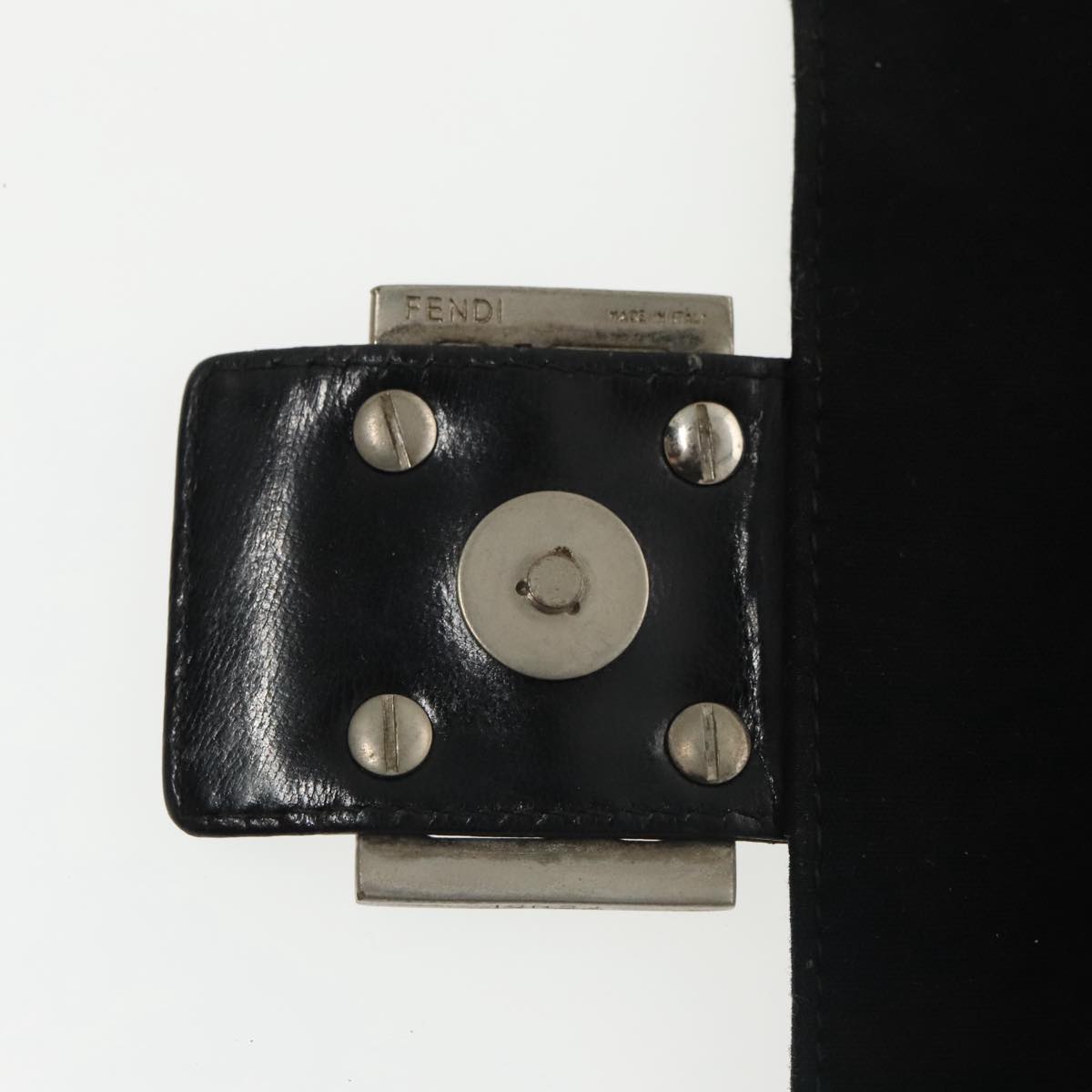 FENDI Mamma Baguette Shoulder Bag Nylon Black Silver 101489