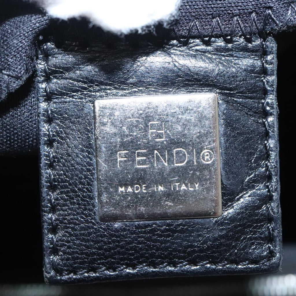 FENDI Mamma Baguette Shoulder Bag Nylon Black Silver 101489