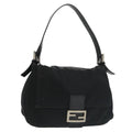 FENDI Mamma Baguette Shoulder Bag Nylon Black Silver 101489
