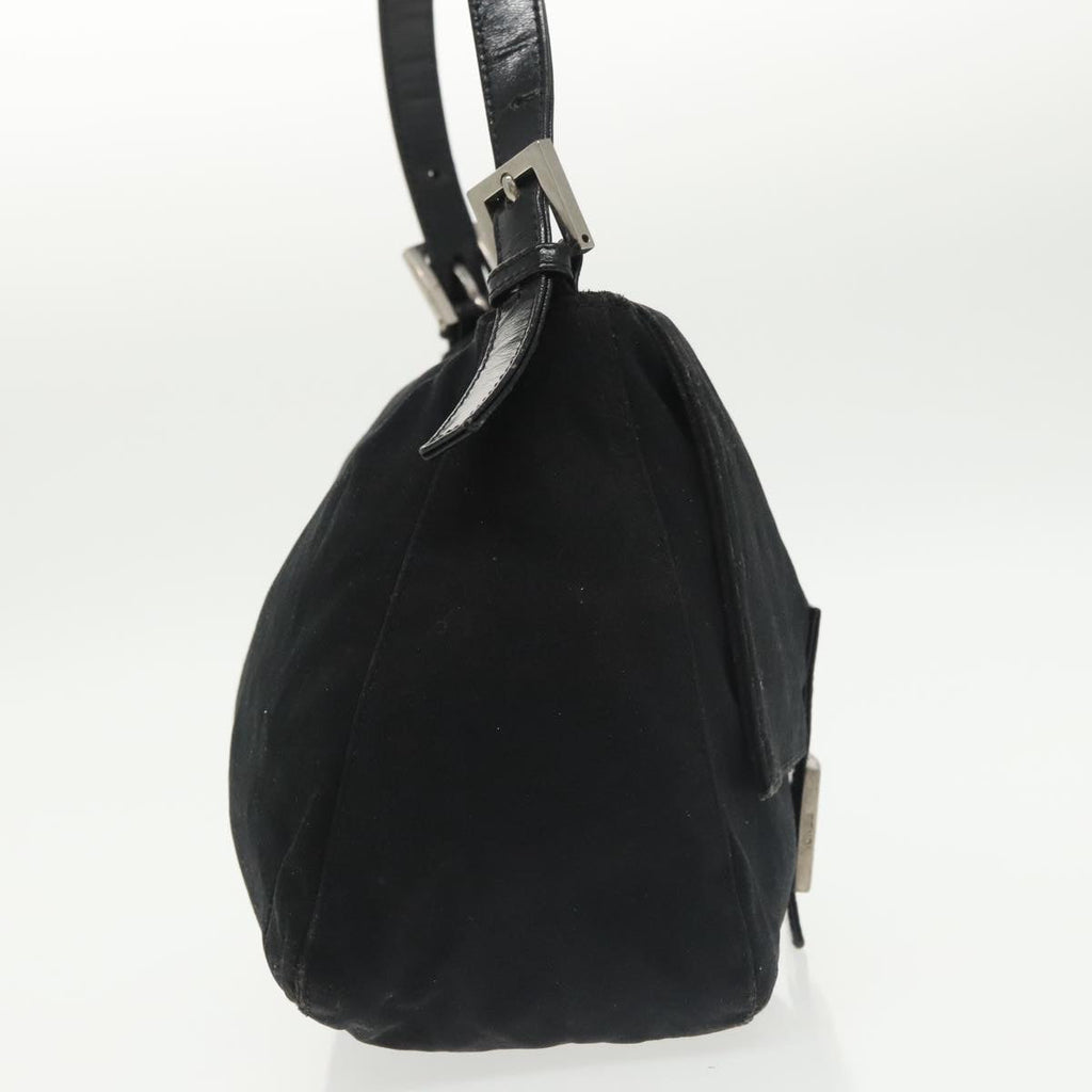 FENDI Mamma Baguette Shoulder Bag Nylon Black Silver 101489