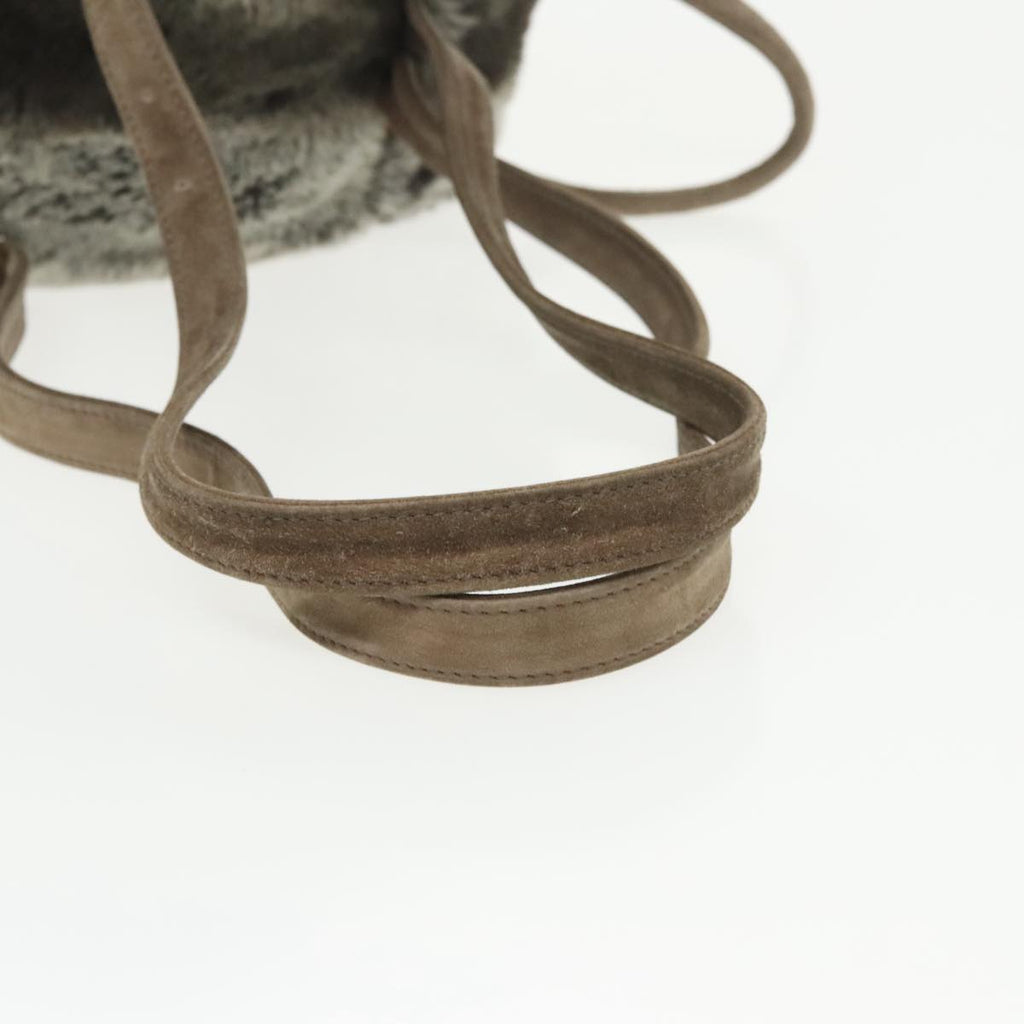 FENDI Backpack Suede Gray Silver 101519