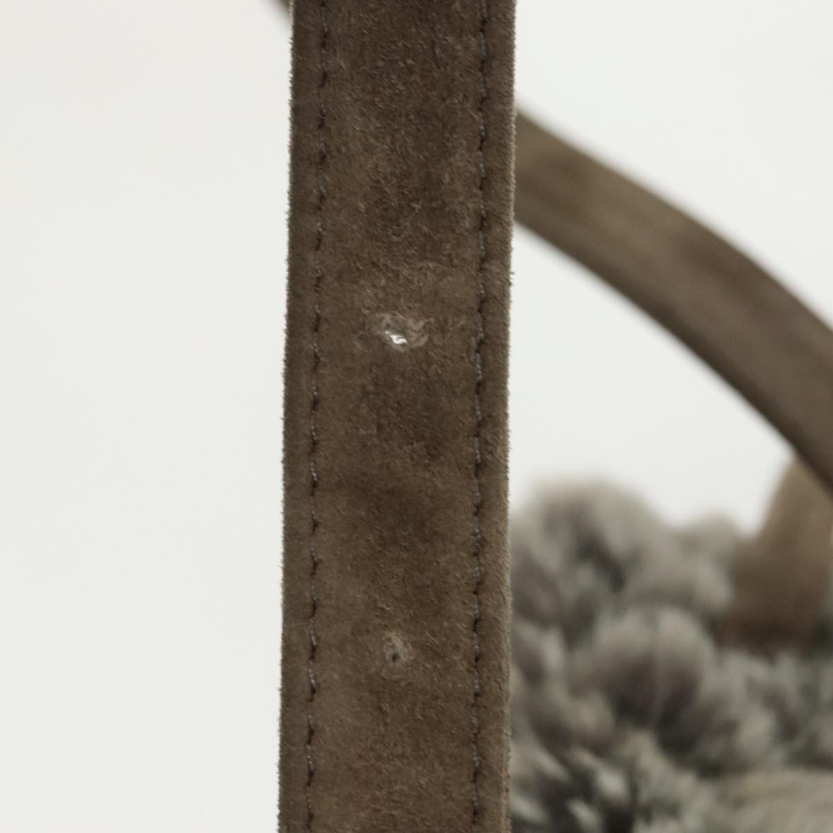 FENDI Backpack Suede Gray Silver 101519
