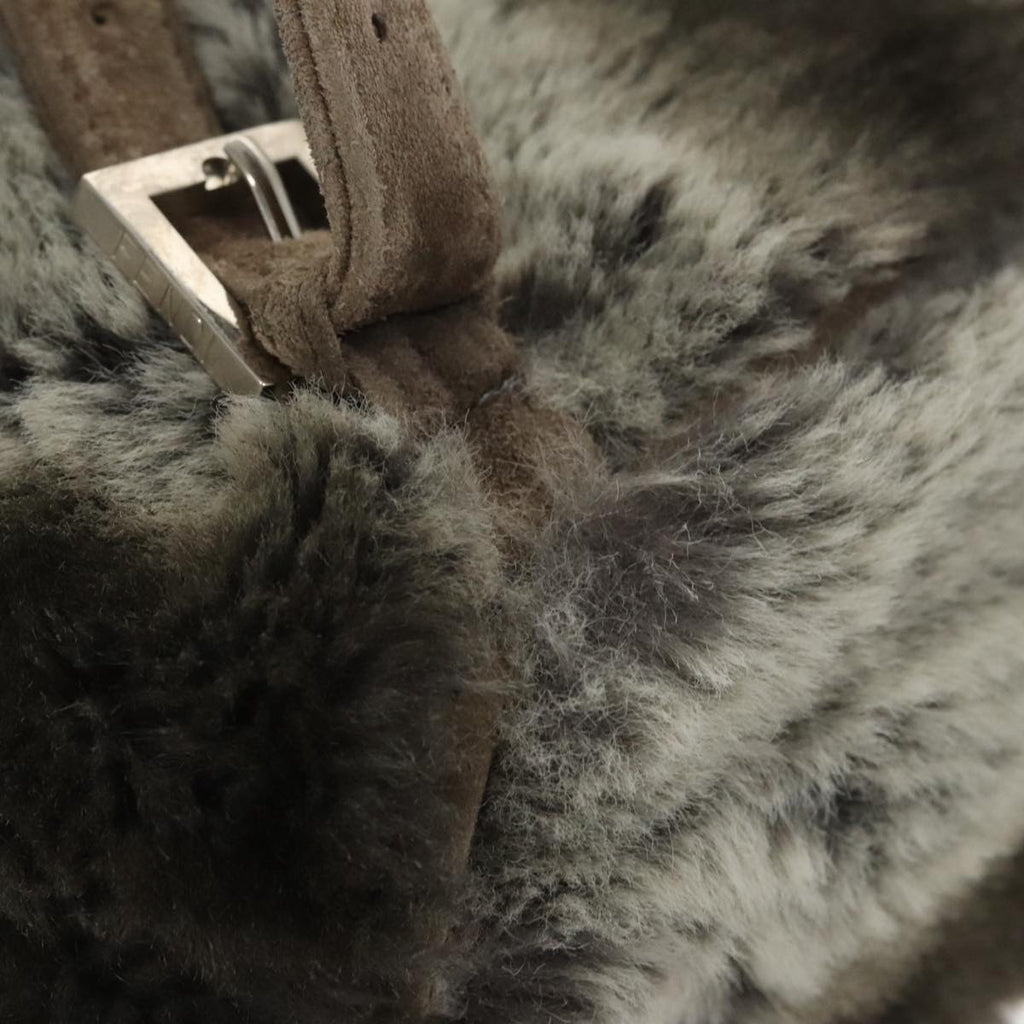 FENDI Backpack Suede Gray Silver 101519