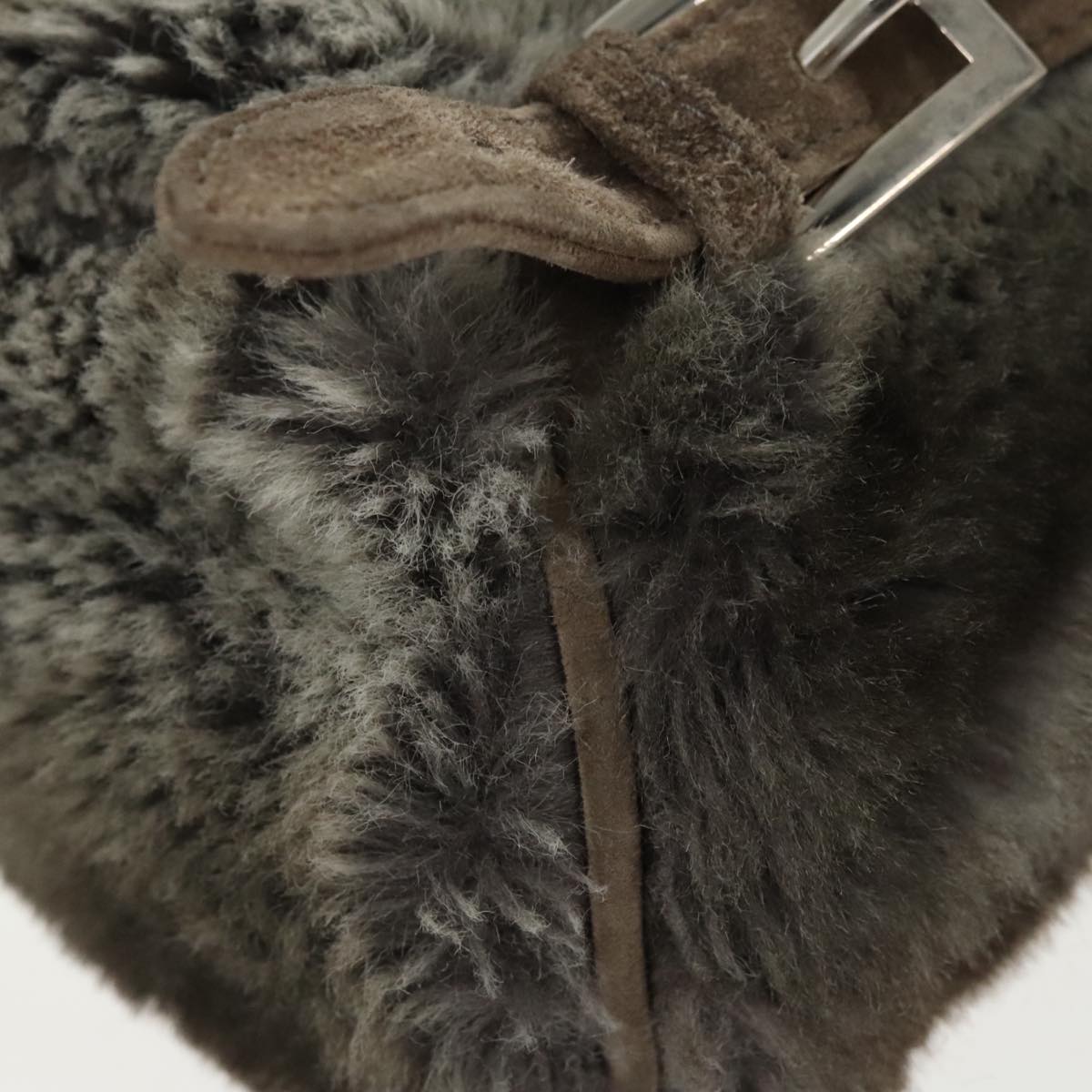 FENDI Backpack Suede Gray Silver 101519