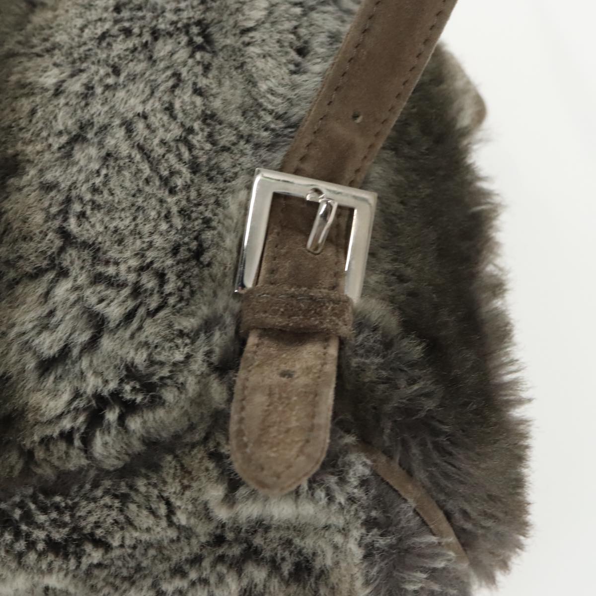 FENDI Backpack Suede Gray Silver 101519