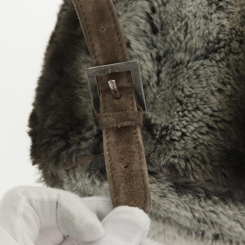 FENDI Backpack Suede Gray Silver 101519