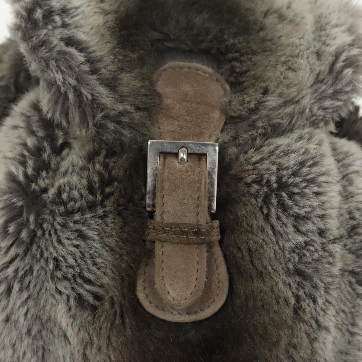 FENDI Backpack Suede Gray Silver 101519