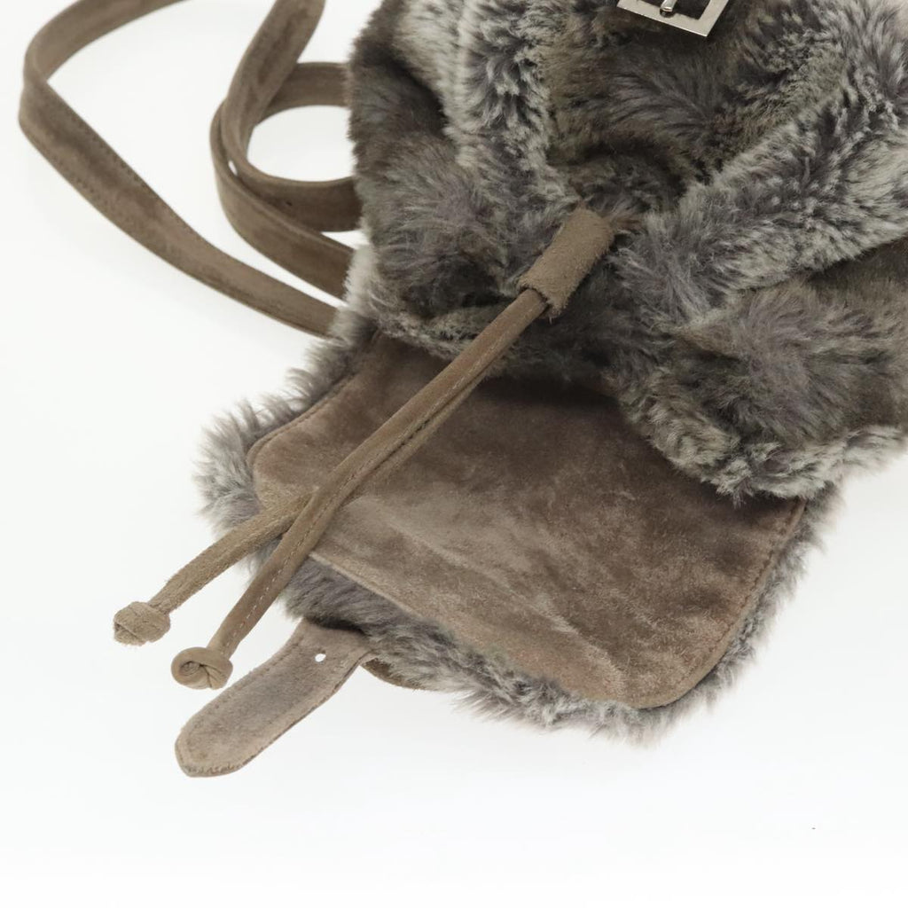 FENDI Backpack Suede Gray Silver 101519
