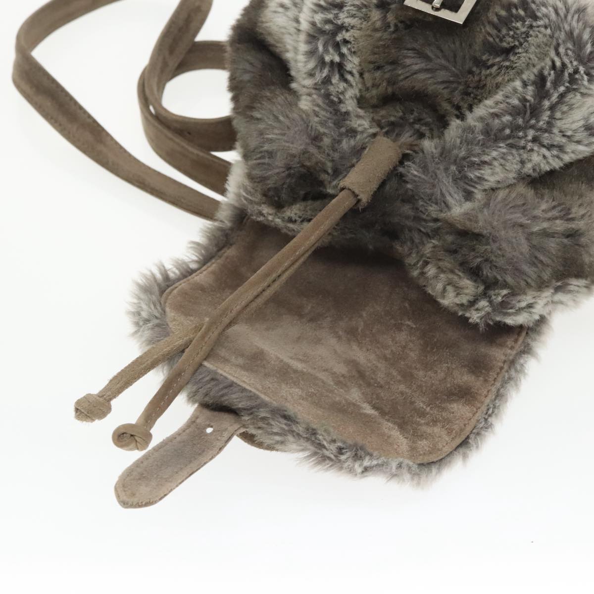 FENDI Backpack Suede Gray Silver 101519