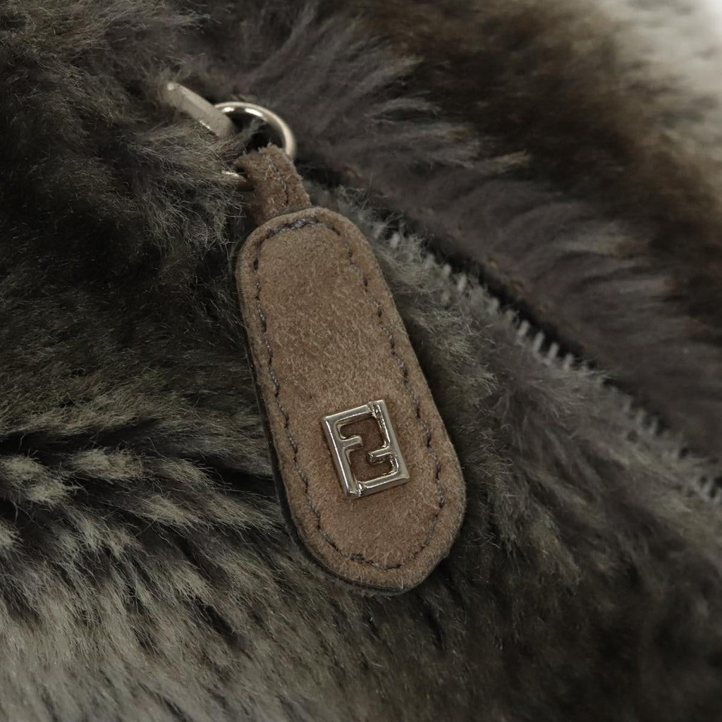 FENDI Backpack Suede Gray Silver 101519