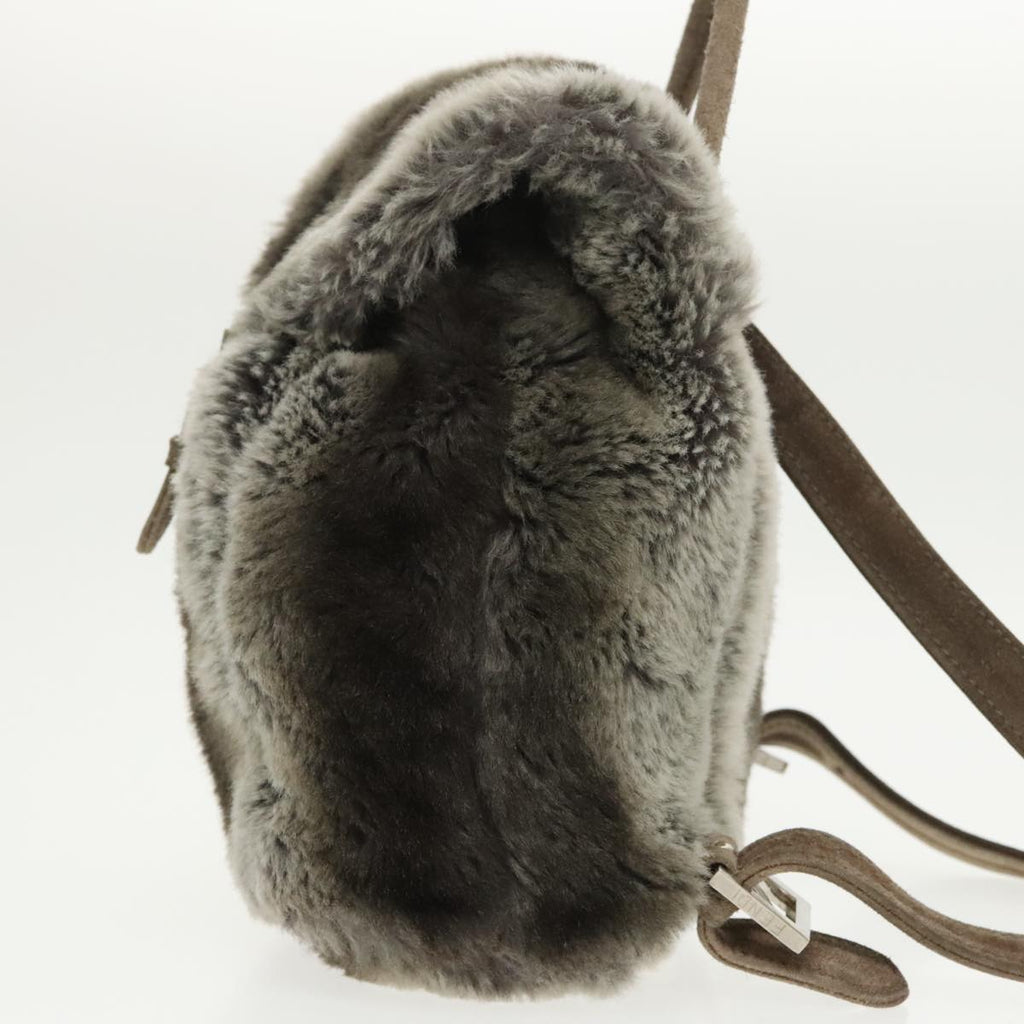 FENDI Backpack Suede Gray Silver 101519