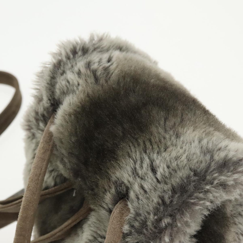 FENDI Backpack Suede Gray Silver 101519