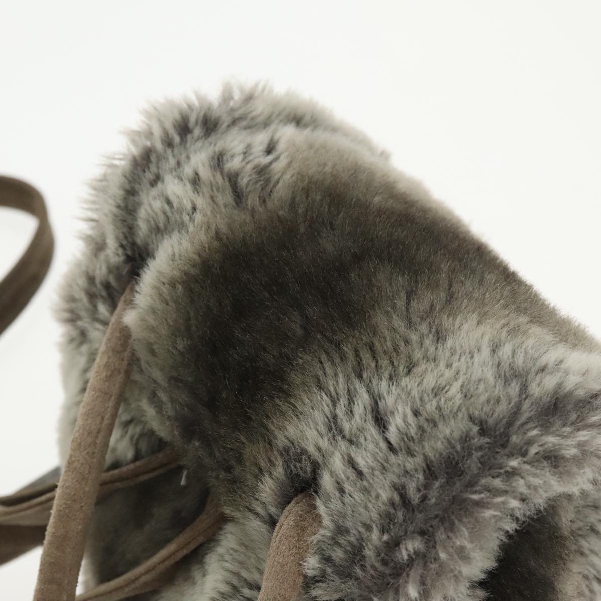 FENDI Backpack Suede Gray Silver 101519