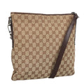 GUCCI GG Canvas Shoulder Bag Beige Silver 113013 101566