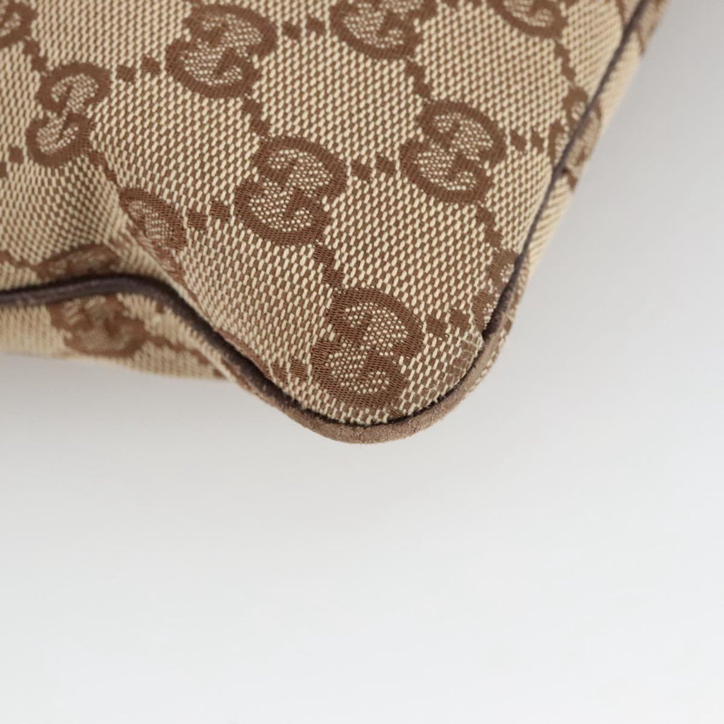 GUCCI GG Canvas Shoulder Bag Beige Silver 113013 101566