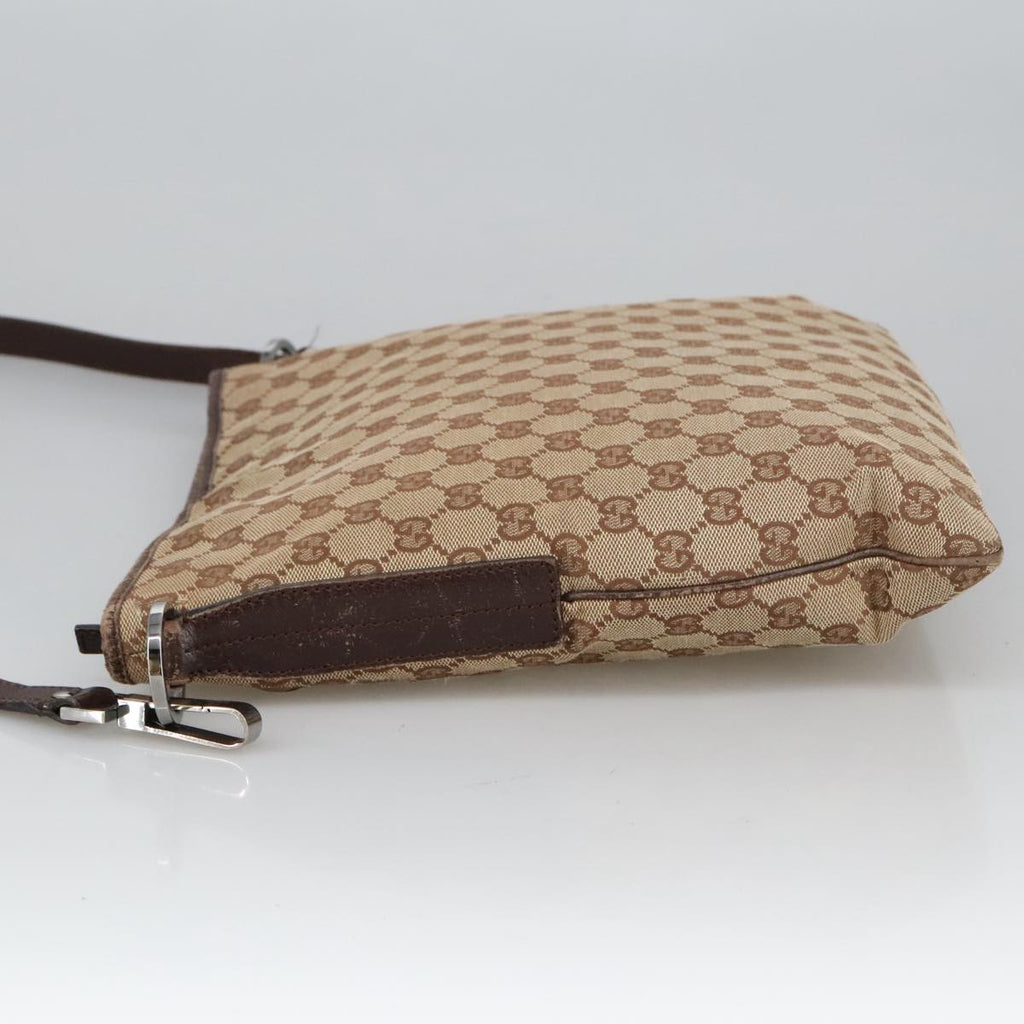 GUCCI GG Canvas Shoulder Bag Beige Silver 113013 101566