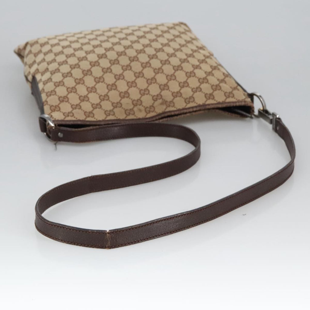 GUCCI GG Canvas Shoulder Bag Beige Silver 113013 101566