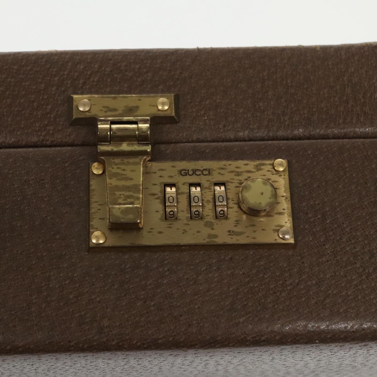 GUCCI Trunk Leather Brown Gold 101575