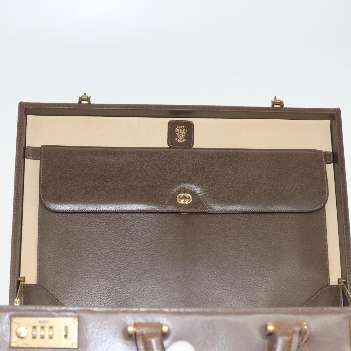 GUCCI Trunk Leather Brown Gold 101575