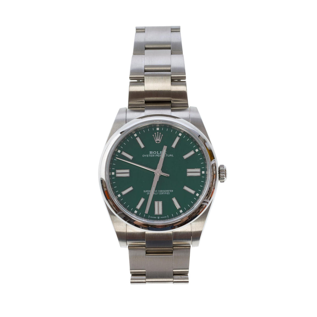 New Rolex Oyster Perpetual 41mm Green in steel