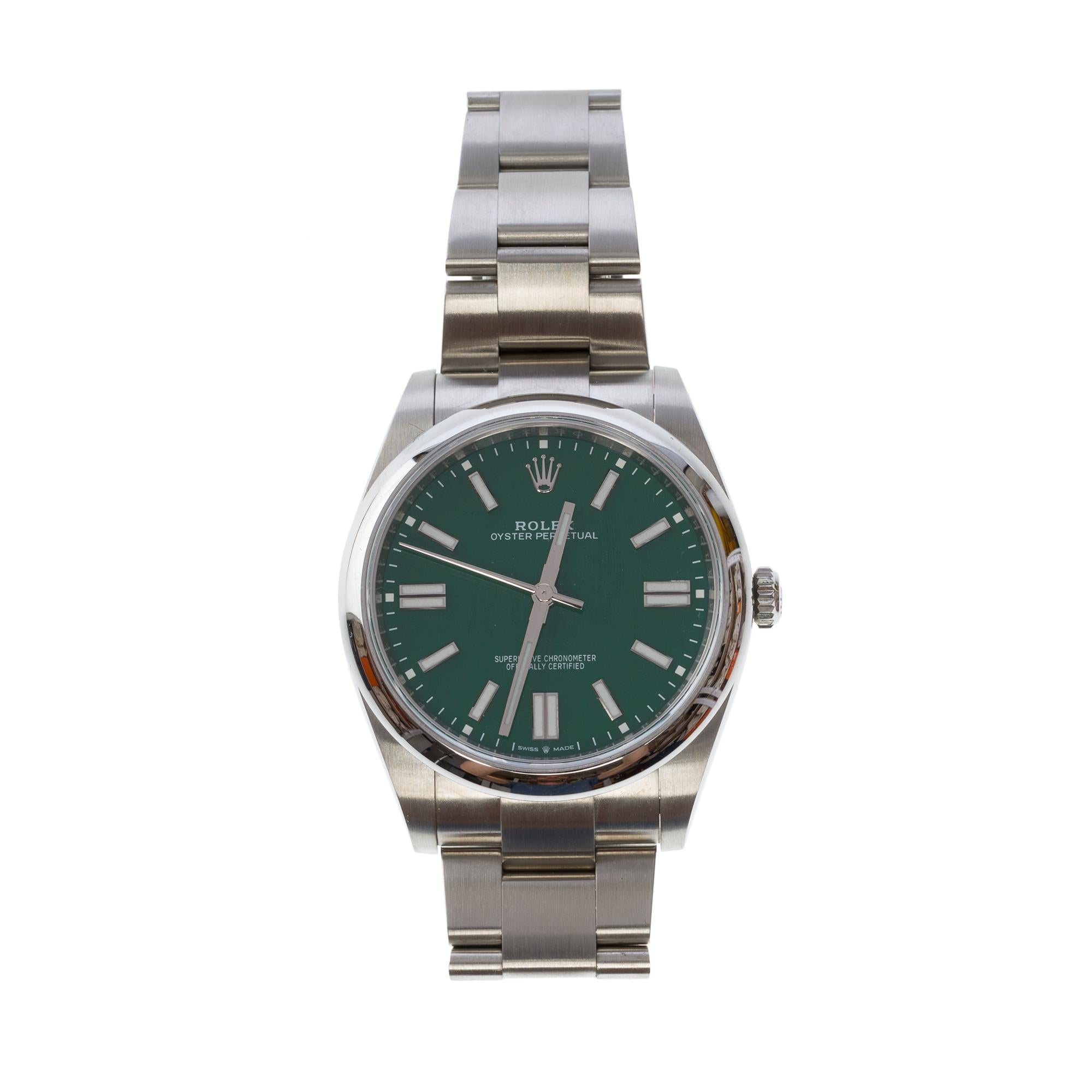 New Rolex Oyster Perpetual 41mm Green in steel