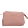CHANEL Pouch Caviar Skin Pink Gold CC 101855