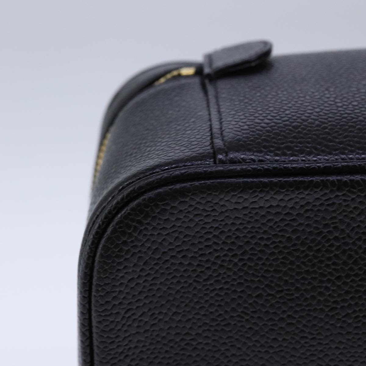 CHANEL Vanity Hand Bag Caviar Skin Black CC 101921