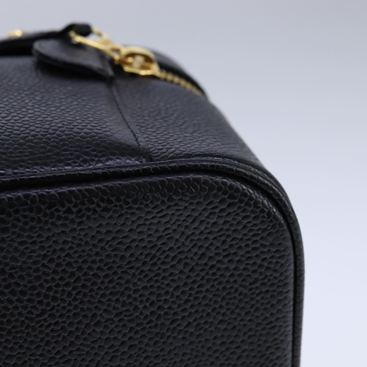 CHANEL Vanity Hand Bag Caviar Skin Black CC 101921