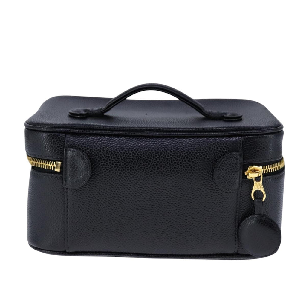 CHANEL Vanity Hand Bag Caviar Skin Black CC 101921