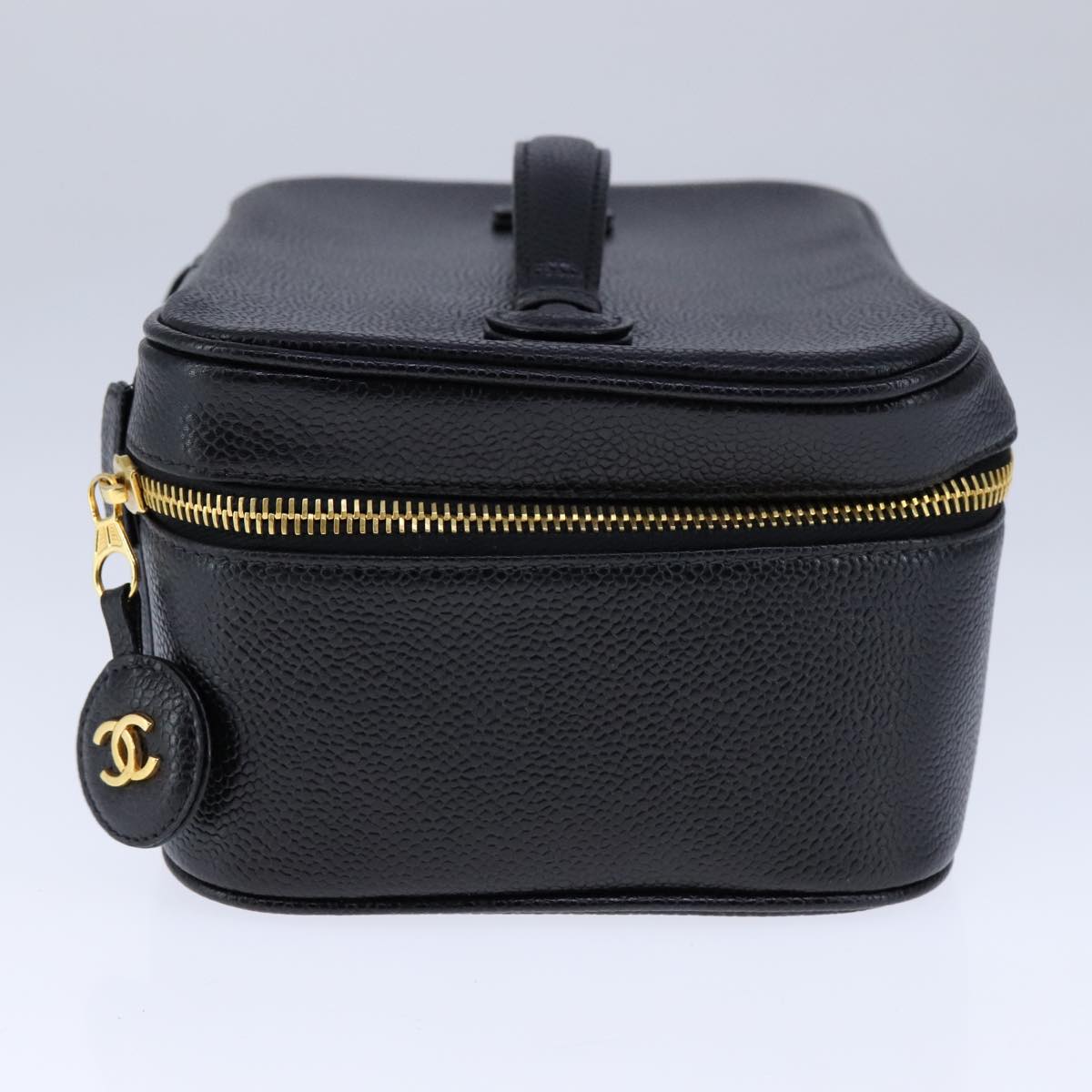CHANEL Vanity Hand Bag Caviar Skin Black CC 101921