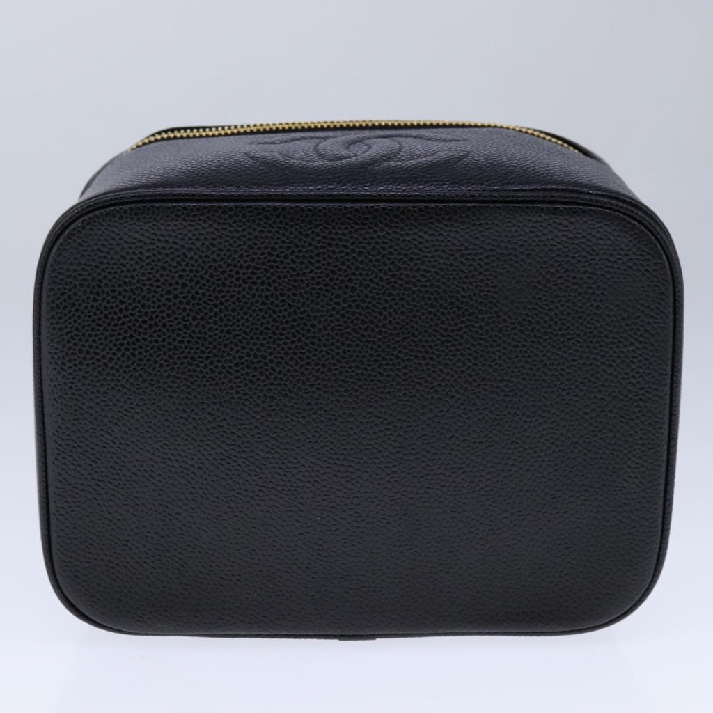 CHANEL Vanity Hand Bag Caviar Skin Black CC 101921