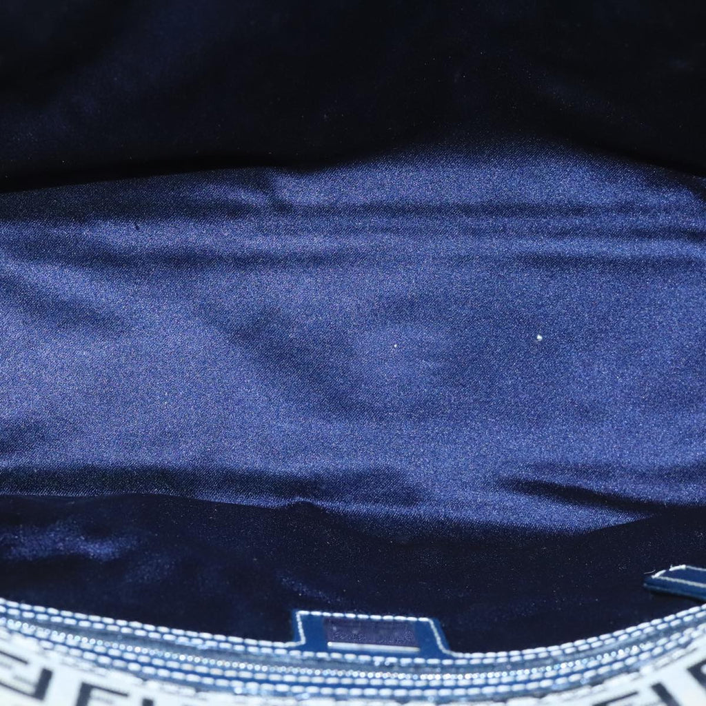 FENDI Zucchino Canvas Hand Bag Navy Silver 101922