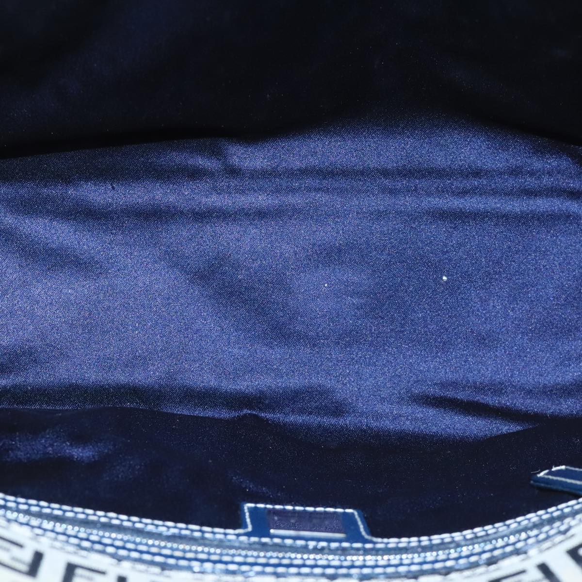 FENDI Zucchino Canvas Hand Bag Navy Silver 101922