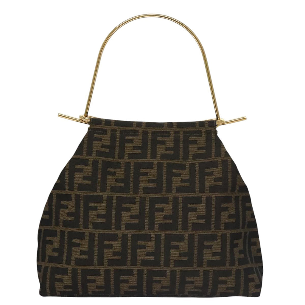 FENDI Zucca Canvas Hand Bag Brown Black 101927A