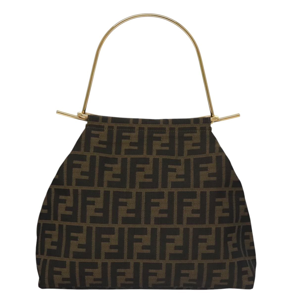 FENDI Zucca Canvas Hand Bag Brown Black 101927A