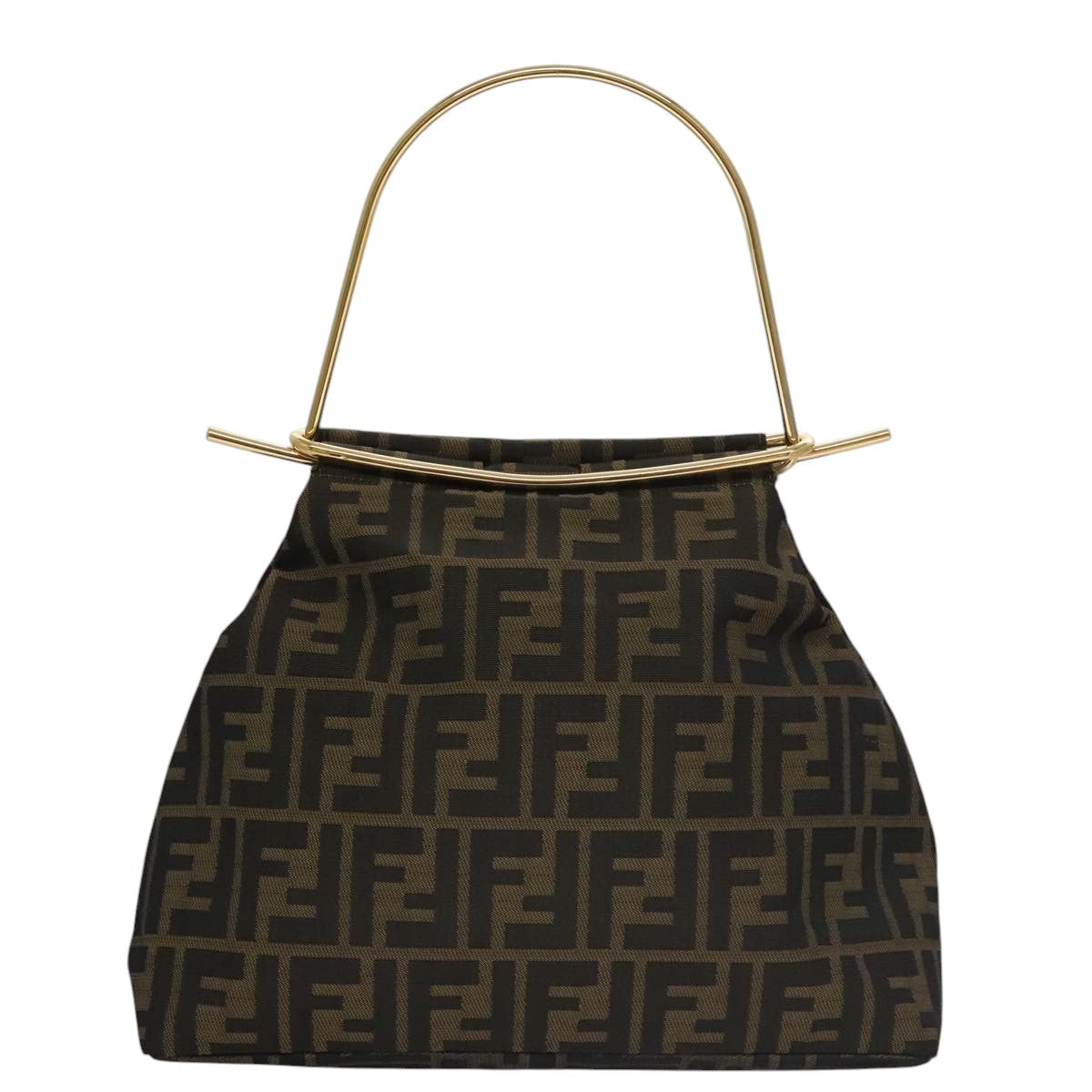 FENDI Zucca Canvas Hand Bag Brown Black 101927A
