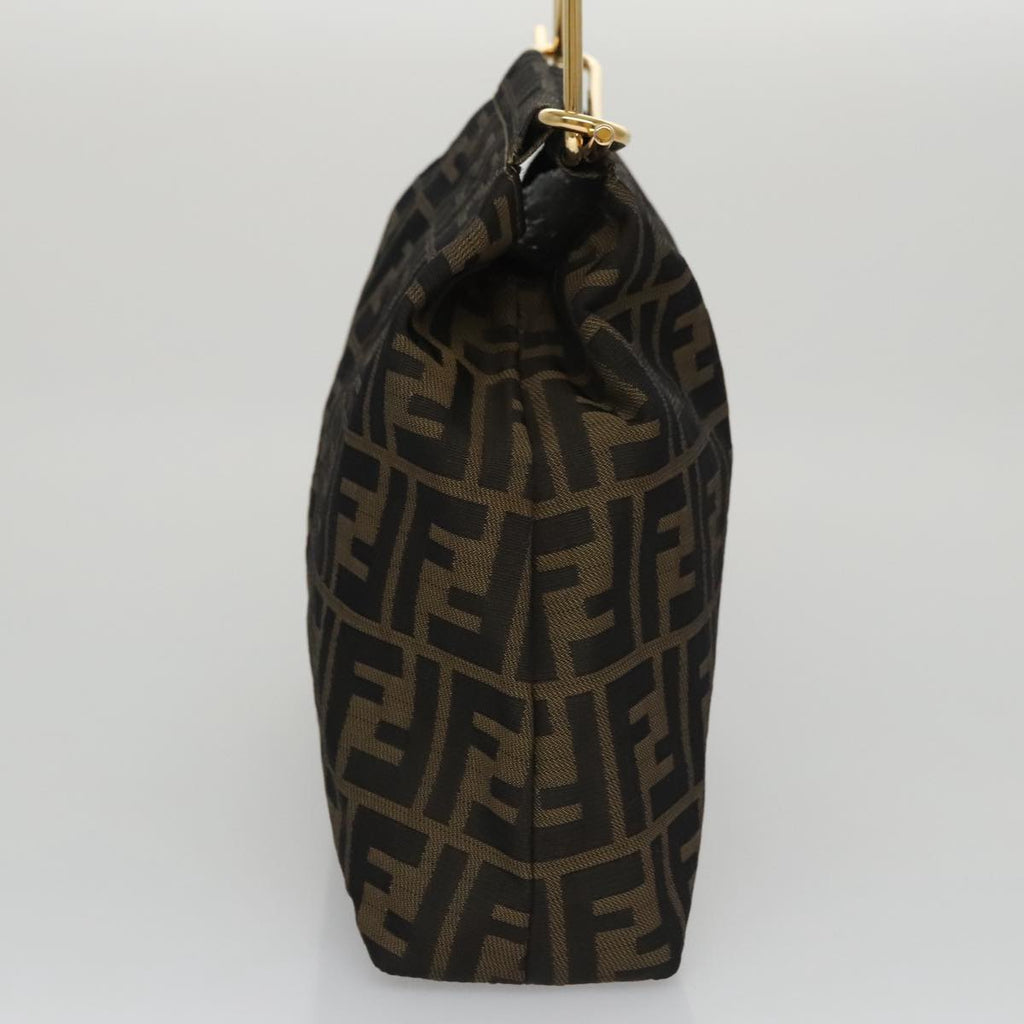 FENDI Zucca Canvas Hand Bag Brown Black 101927A