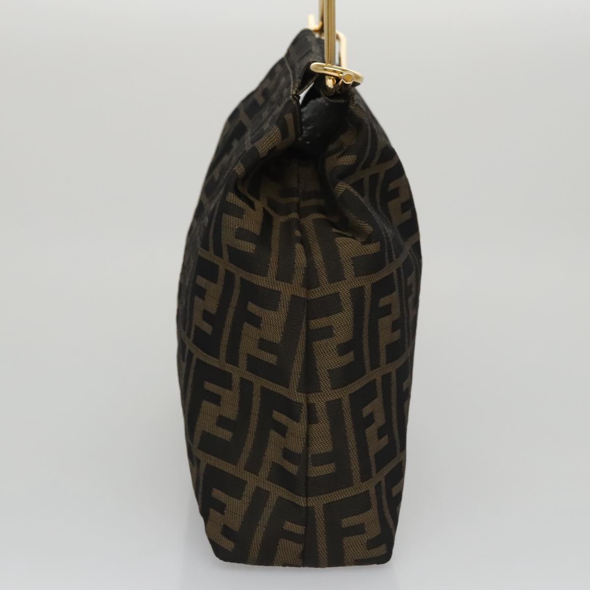 FENDI Zucca Canvas Hand Bag Brown Black 101927A