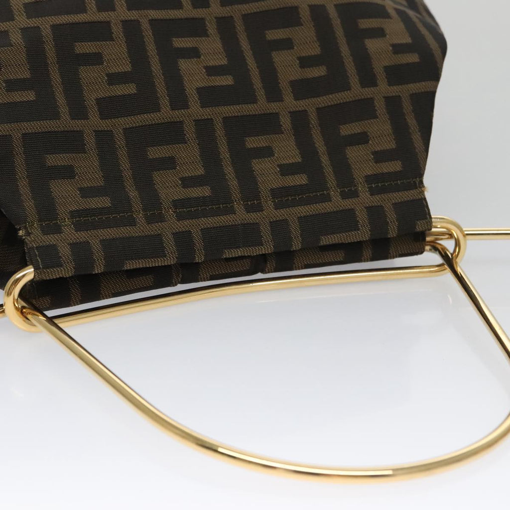FENDI Zucca Canvas Hand Bag Brown Black 101927A