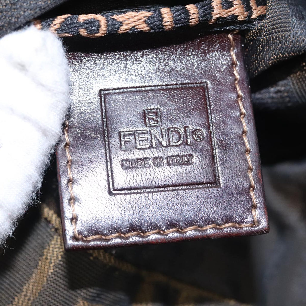 FENDI Zucca Canvas Drawstring Bag Brown Black 101941