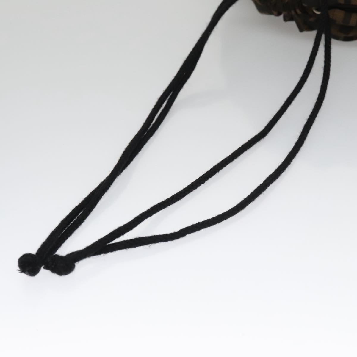 FENDI Zucca Canvas Drawstring Bag Brown Black 101941