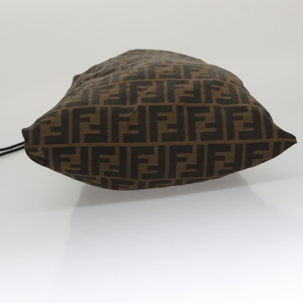FENDI Zucca Canvas Drawstring Bag Brown Black 101941