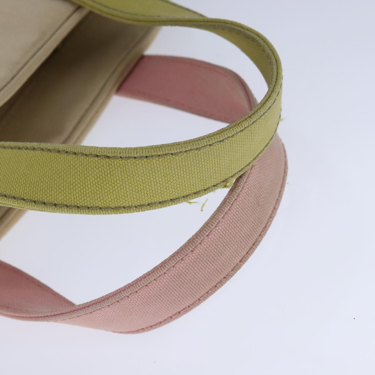 CHANEL Hand Bag Canvas Beige Green CC 101955